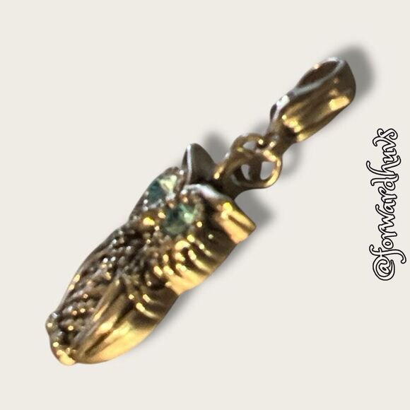 Bundle Sale 3 for $15 | Silver-Tone Owl Charm with Light Blue Rhinestone Eyes - Picture 4 of 9